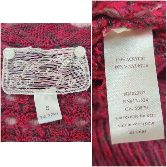 Anthropologie Nick & Mo crochet faux wrap V-neck sweater sz S - Picture 7 of 7